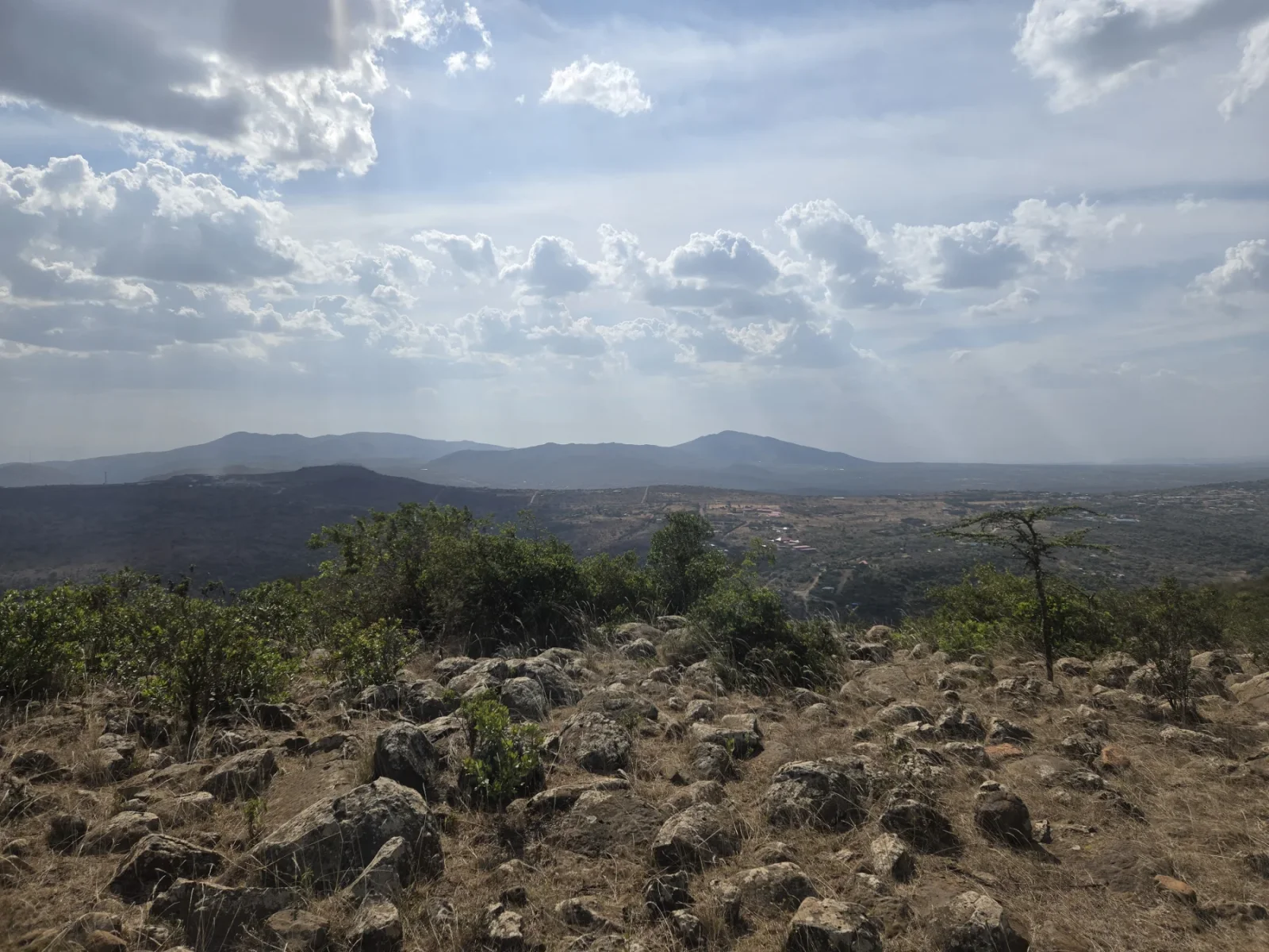 A wide view across the hills and surrounding landscape.